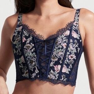 Victoria's Secret XL Whimsigoth Fairy Grunge Victorian Floral Lace Corset Bra